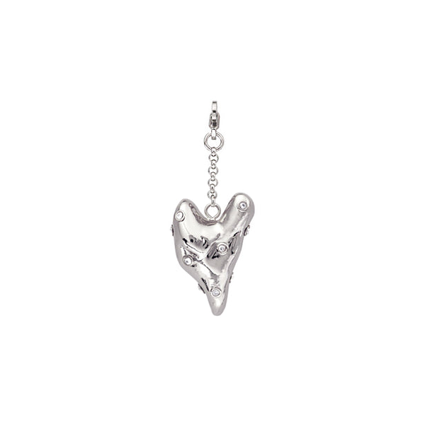 (LONG) HOLLOW SILVER HEART PENDANT WITH CRYSTALS