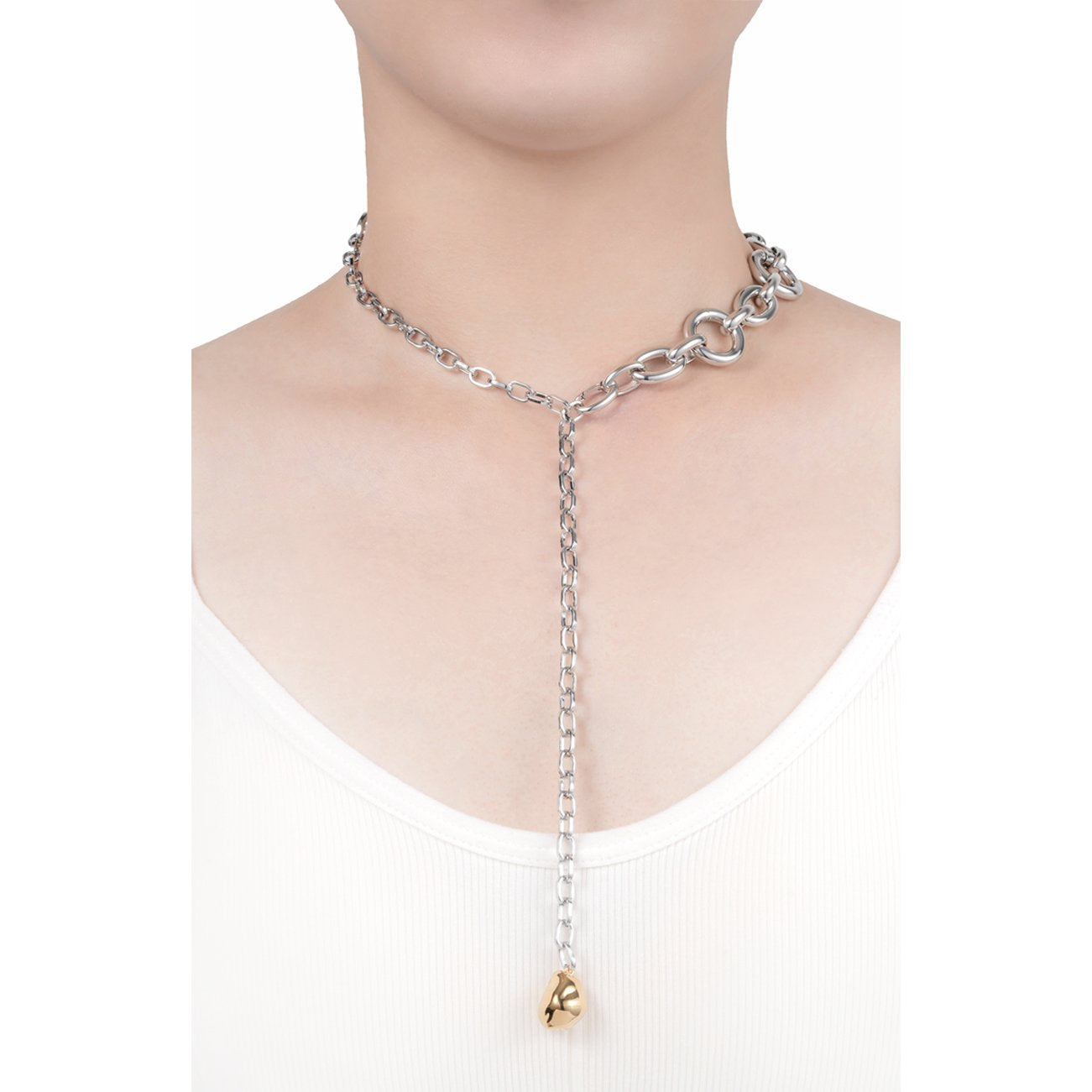 THREE-WAY PEARL NECKLACE (CHUNKY CHAIN)