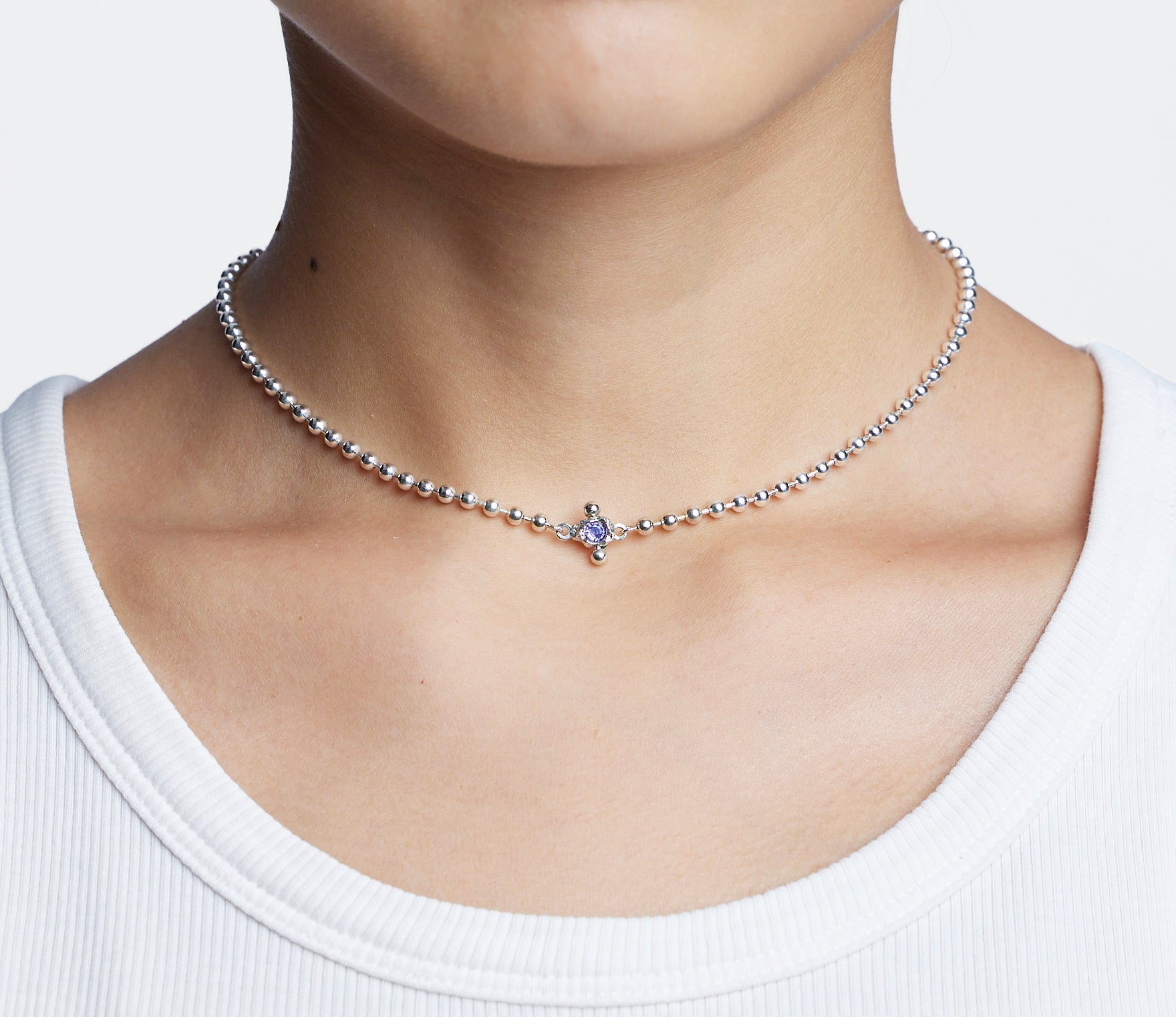 925 TINY ROCK CHOKER NECKLACE